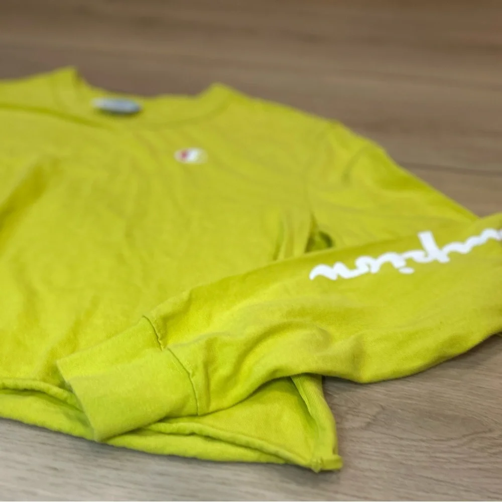 Champion Lime Green Logo Reworked Crop Top Large - Picture 4 of 7